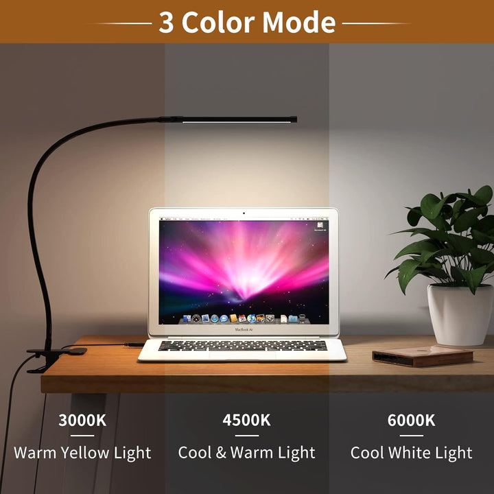 Serava 77 LED desk lamp, USB powered, with a flexible gooseneck clamp, perfect as a reading light