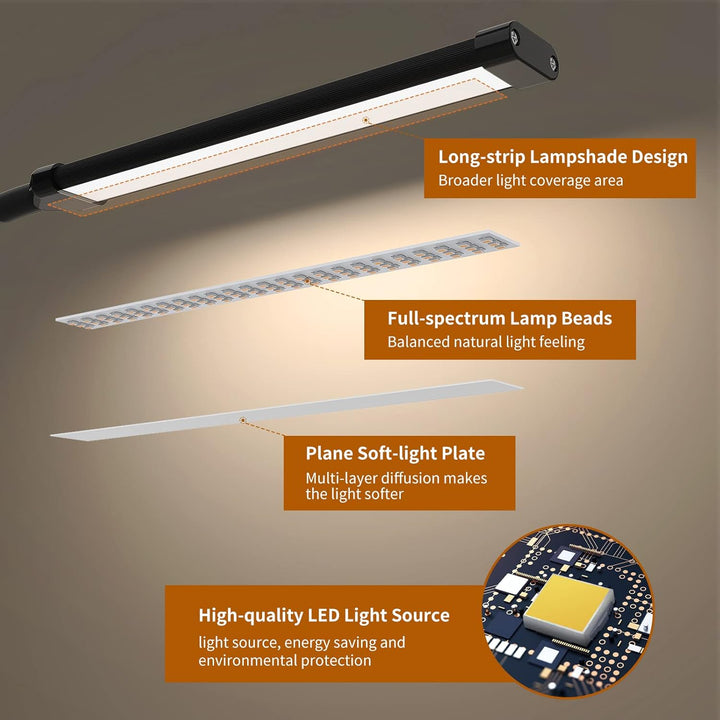 Flexible gooseneck 77 LED clamp lamp in action, providing adjustable light for a desk