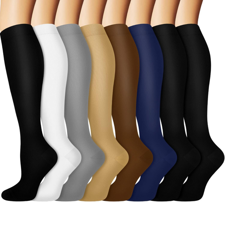 8 pairs of unisex copper compression socks 15-20mmHg for circulation support and fatigue relief