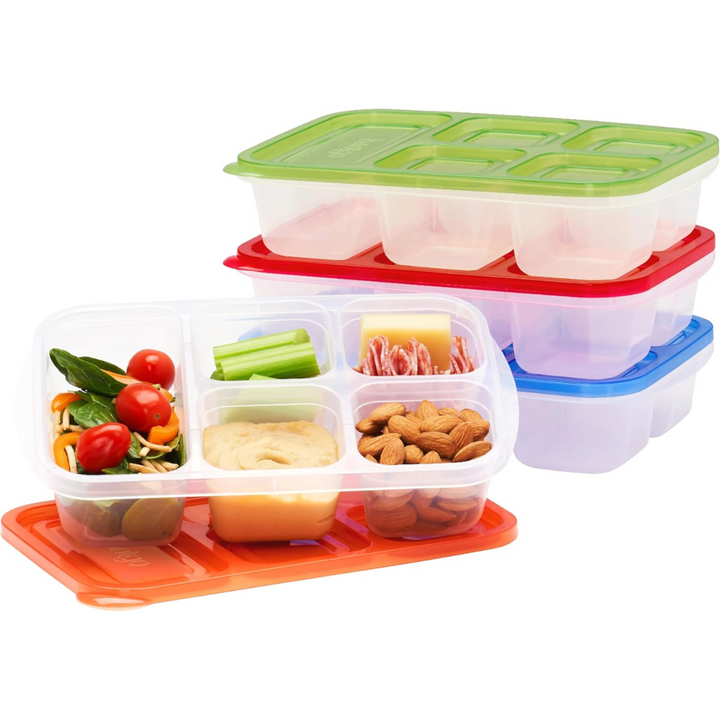8-piece 5-compartment reusable food storage container set, perfect for meal prep & portion control. BPA-free & stackable.