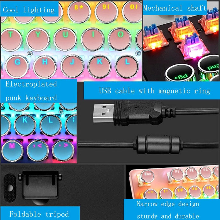 87-key gaming keyboard with full RGB spectrum, mechanical blue switches for fast input