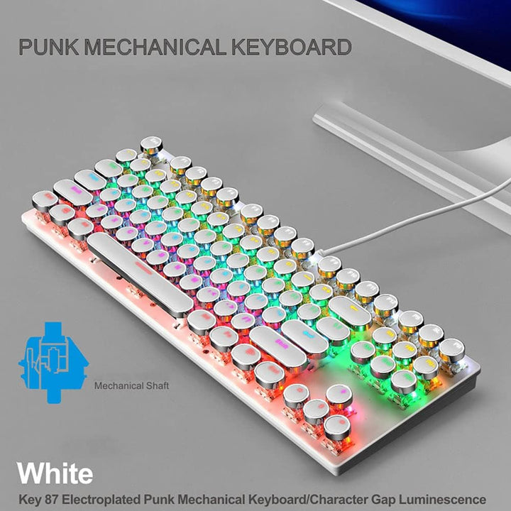 This 87-key mechanical gaming keyboard offers superior feel with RGB and blue switches