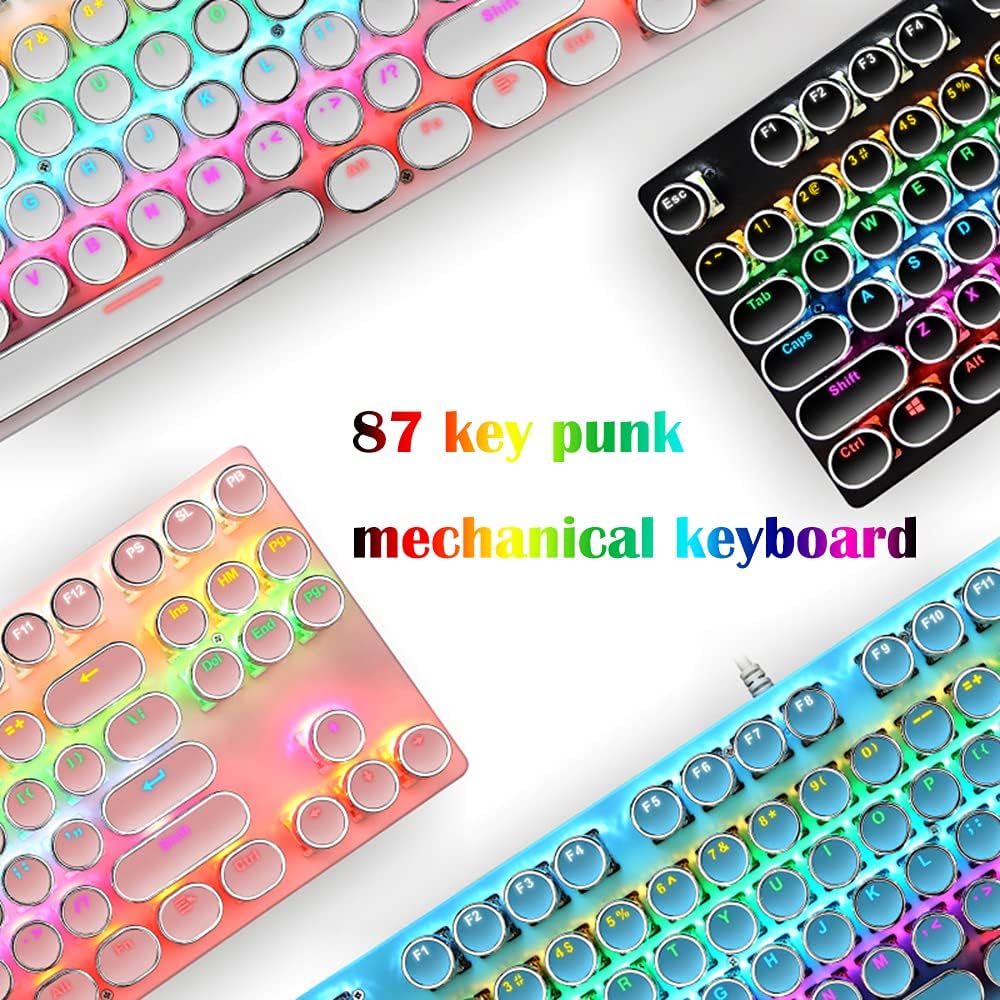 Professional 87-key RGB mechanical gaming keyboard, blue switch actuation for competitive play