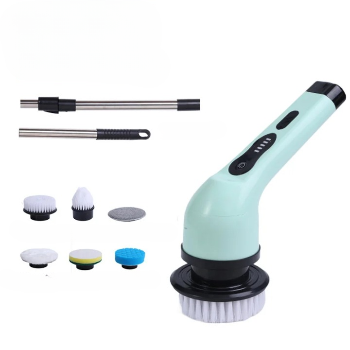9-in-1 electric spin brush with LED screen, showcasing its effectiveness for bathroom grime