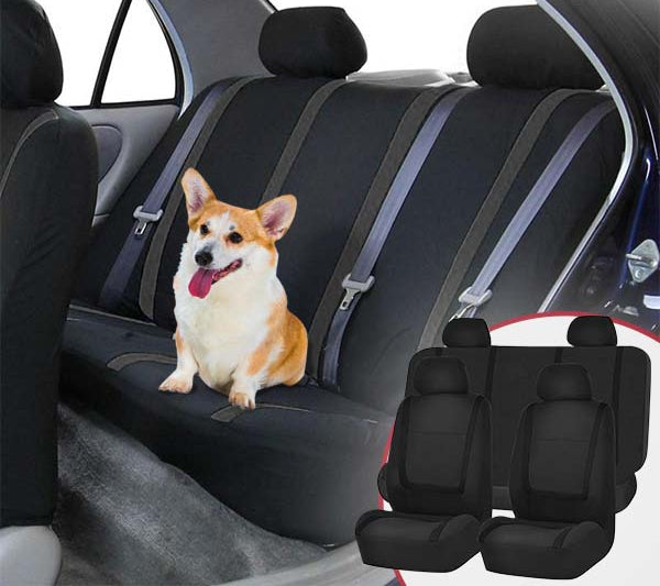 Universal fit car seat covers, 9-piece set. Offers complete seat protection & auto interior upgrade.