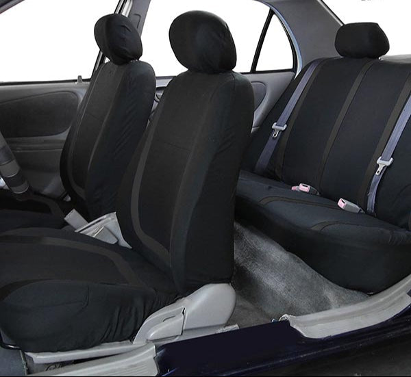 Full set of universal car seat covers: front, rear, headrest. Total auto interior protection & upgrade.