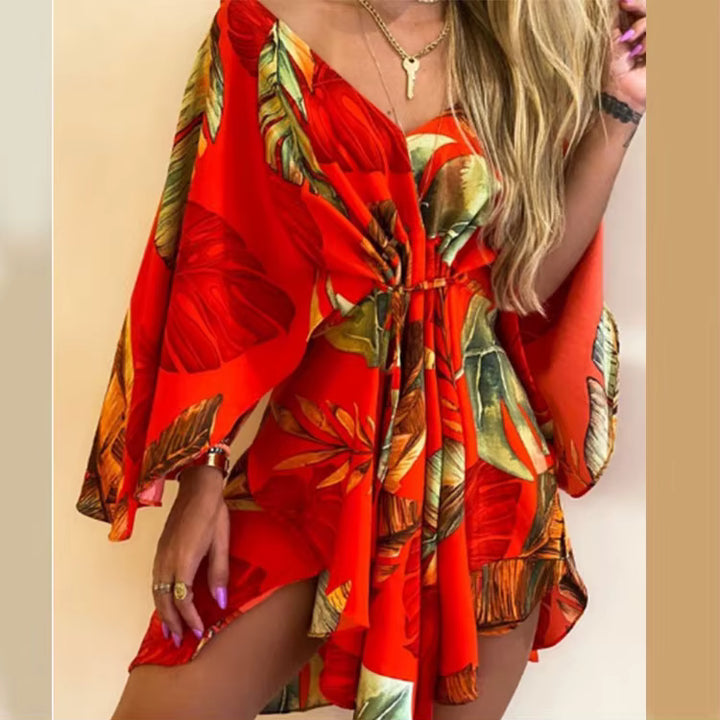 Women's Elegant Batwing Sleeve Mini Dress
