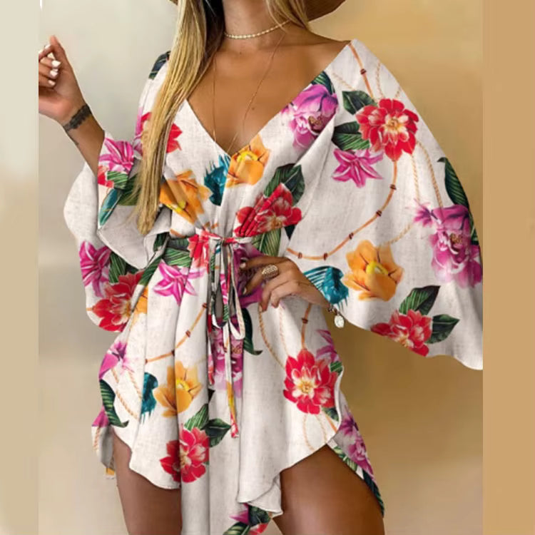 Women's Elegant Batwing Sleeve Mini Dress