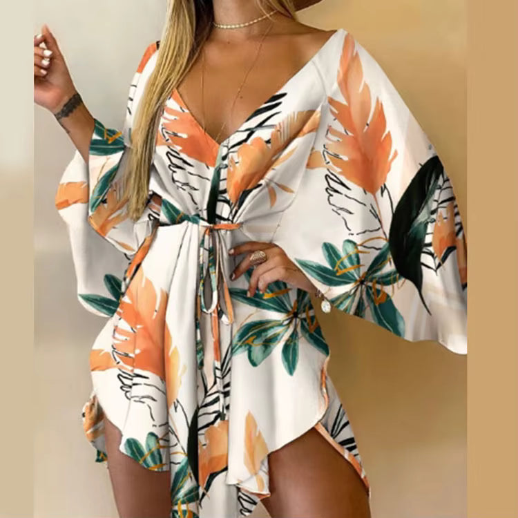 Women's Elegant Batwing Sleeve Mini Dress