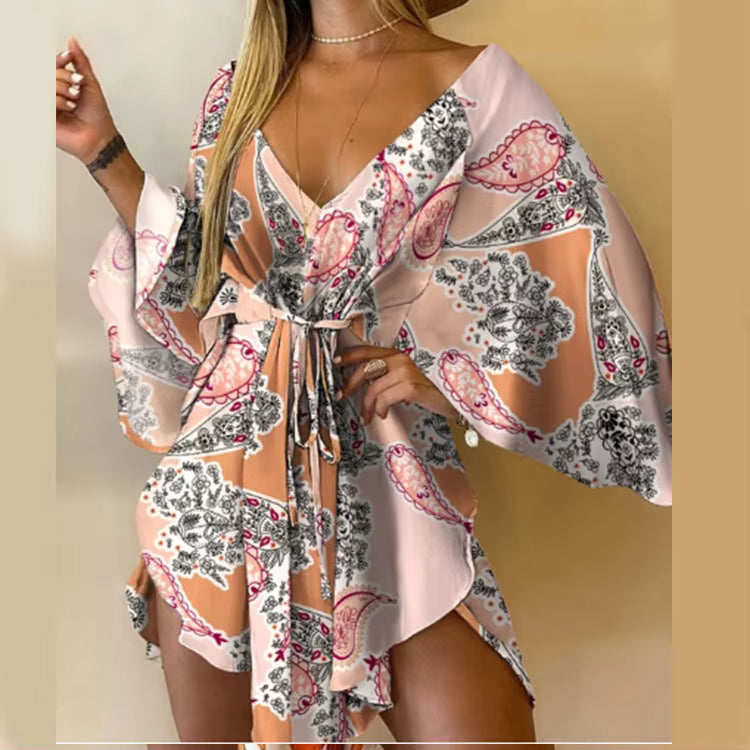 Women's Elegant Batwing Sleeve Mini Dress