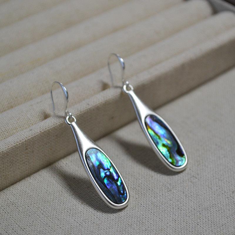Adalyn vintage colorful silver drop earrings for women with shell accents, fashionable jewelry