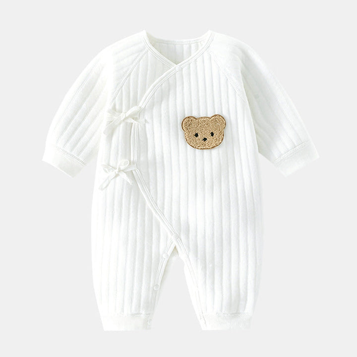 Unisex baby rocking a cute bear ear cotton romper, perfect baby gift, infant jumpsuit