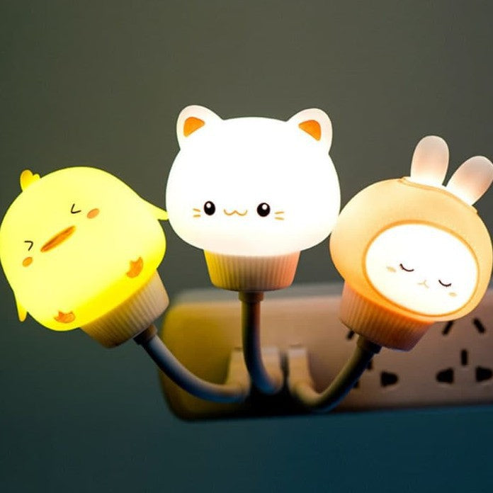 Adorable cat LED night light, perfect for kids' rooms & bedrooms. USB-powered cute animal lamp, thoughtful gift.