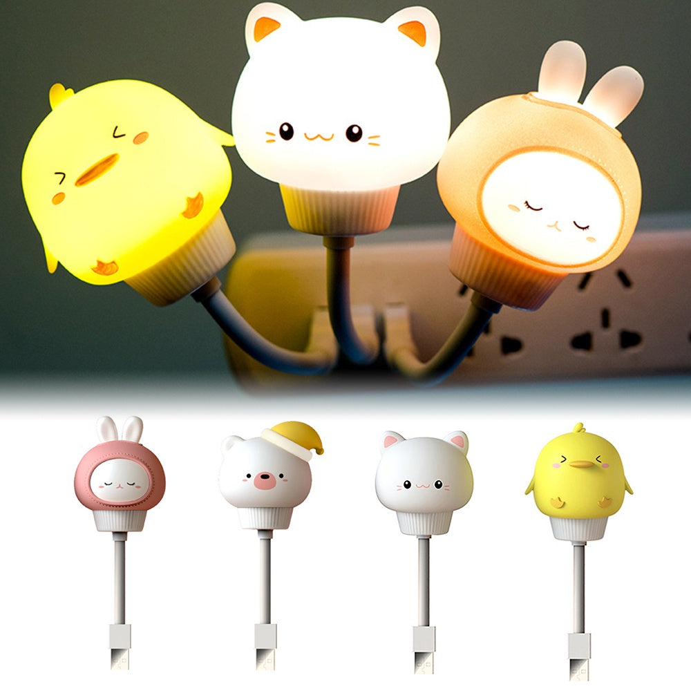 Sweet LumiPals bunny LED night light, USB powered, dimmable and portable, perfect for any child's room.