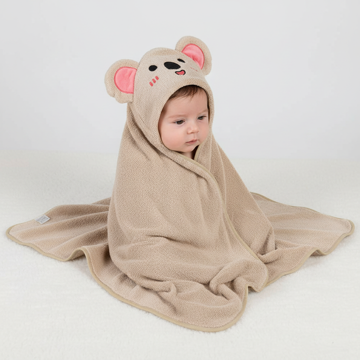 Soft blue elephant baby hooded bathrobe, quick-drying towel for kids bath, newborn essentials