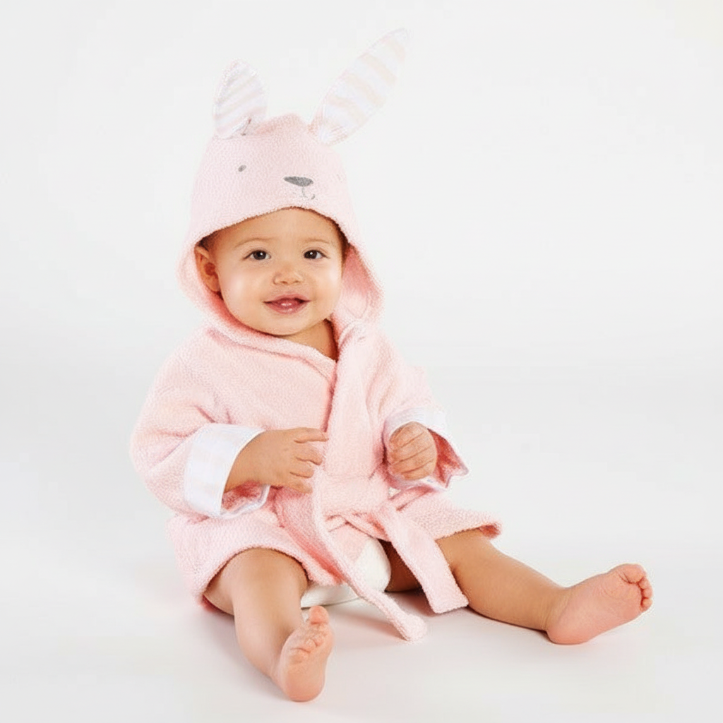 SnuggleTowel baby bath towel with a fun animal hood, ideal for making bath time enjoyable and warm
