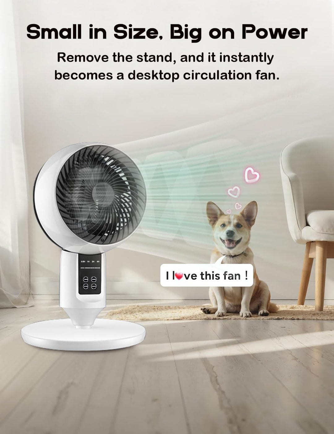 Detail shot of the remote control for the Aerion Adjustable Pedestal Fan with 3D Oscillation.