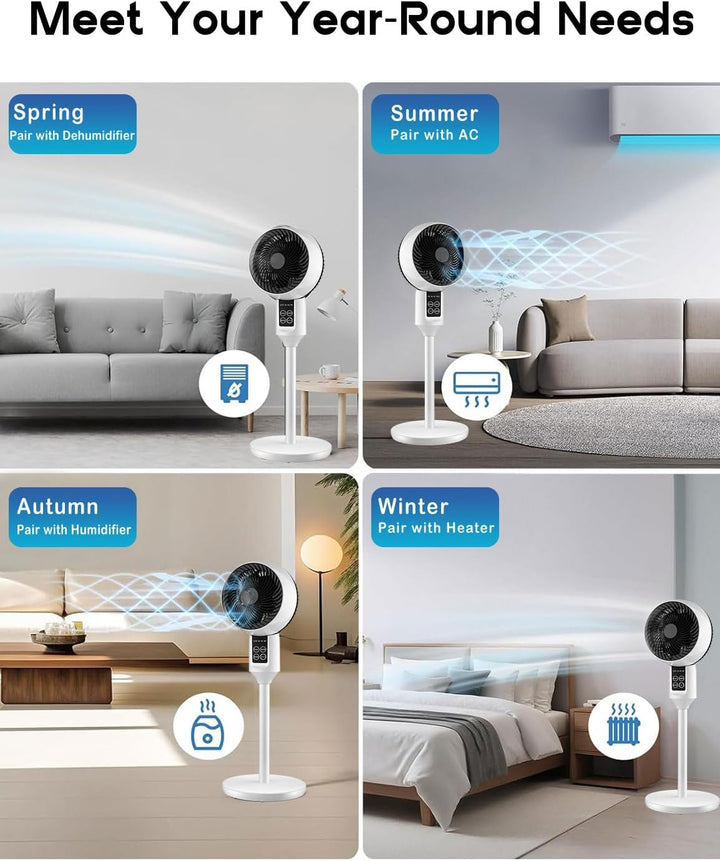 Aerion Pedestal Fan base and pole, showcasing its adjustable height and stability for home use.