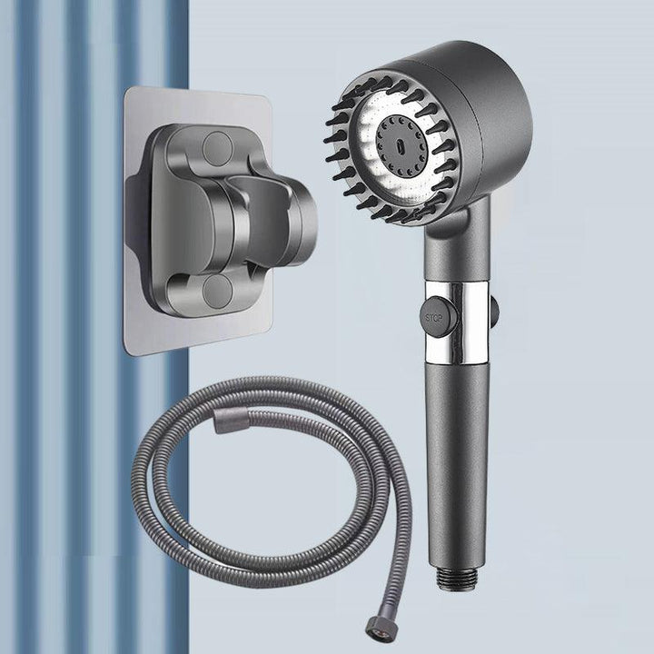 Aeris luxury high-pressure shower head with jetstream technology for home spa baths. Sleek chrome finish.