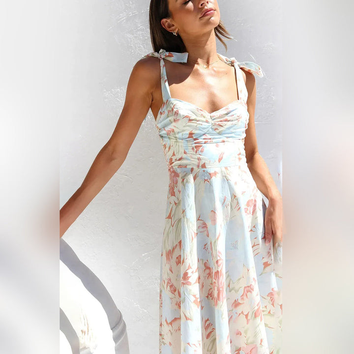 Versatile Alina floral midi dress, suitable for various casual summer occasions, women's apparel