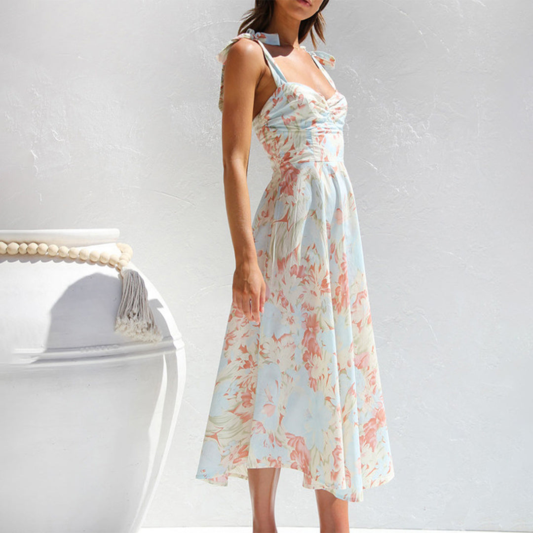 Casual women's floral midi dress, lightweight and flowing, perfect for everyday summer wear