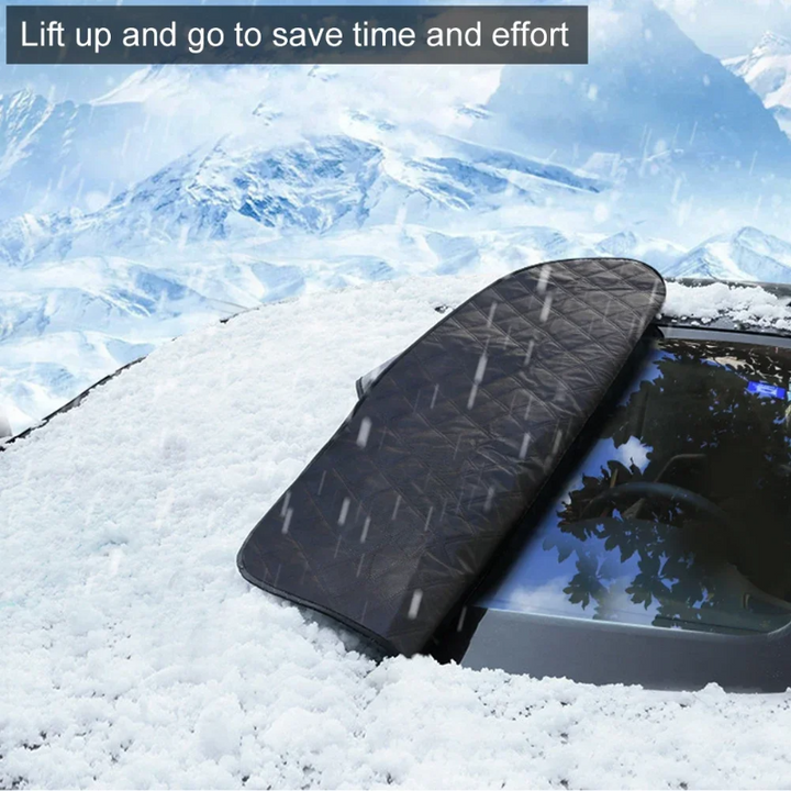 Durable all-weather magnetic car windscreen protector; defends against snow, ice, sun & UV rays.