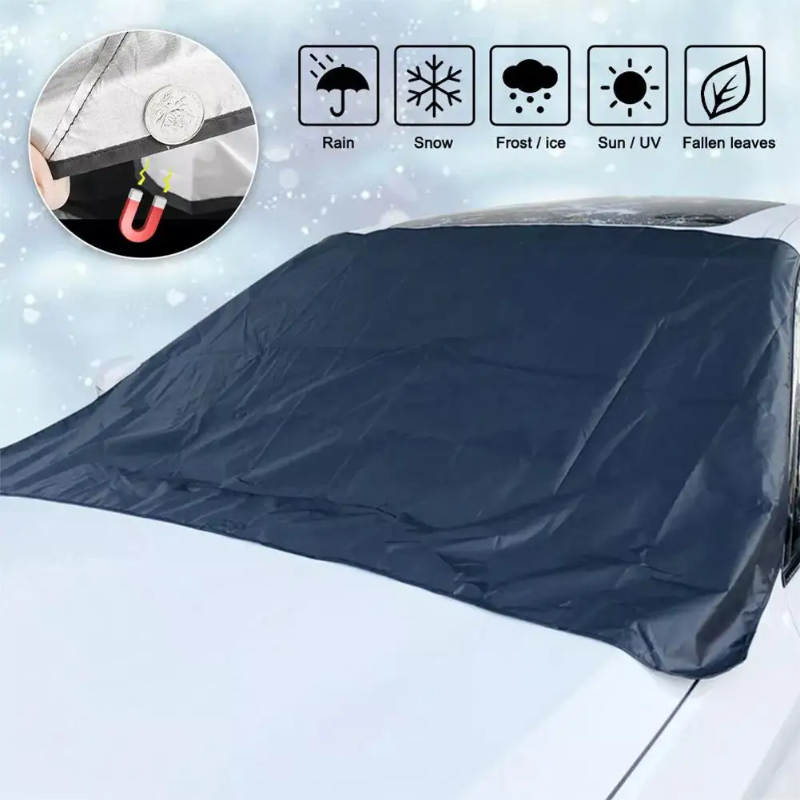 FrostGuardia all-weather magnetic car cover for windscreen; year-round protection from elements.