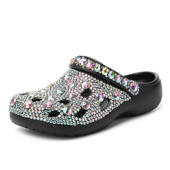 Alviera women's sparkling EVA crystal embellished summer slippers, comfortable non-slip beach sandals