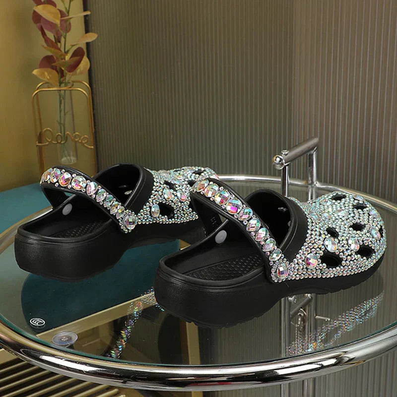 Pair of Alviera women's EVA summer sandals, elegant crystal embellished non-slip slippers