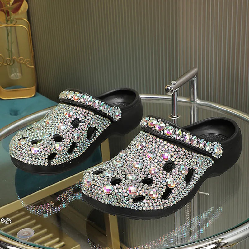 Stylish Alviera women's crystal embellished EVA slides, non-slip and perfect for summer