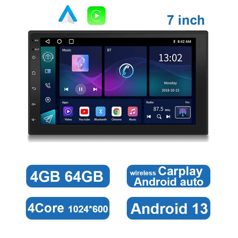 Automotive multimedia system featuring wireless CarPlay and Android operating system