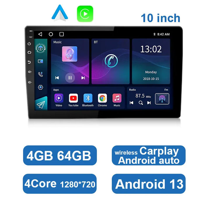 Car stereo with GPS navigation, Bluetooth, and wireless Apple CarPlay for modern cars