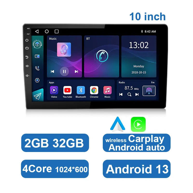 Universal fit car stereo with touchscreen, GPS, Bluetooth for seamless connectivity