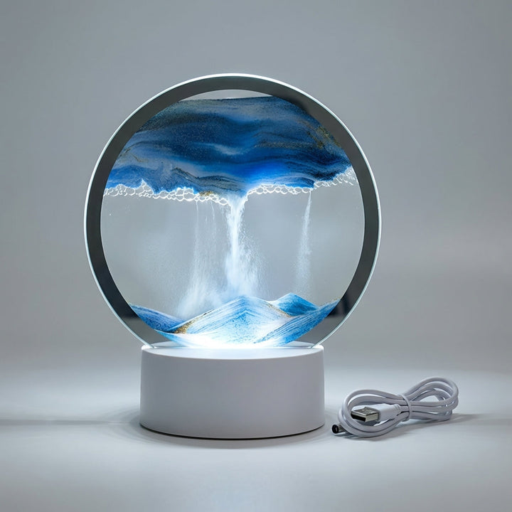 Modern design AquaDrift sand art table lamp, perfect for home decor, featuring a mesmerizing circular display.
