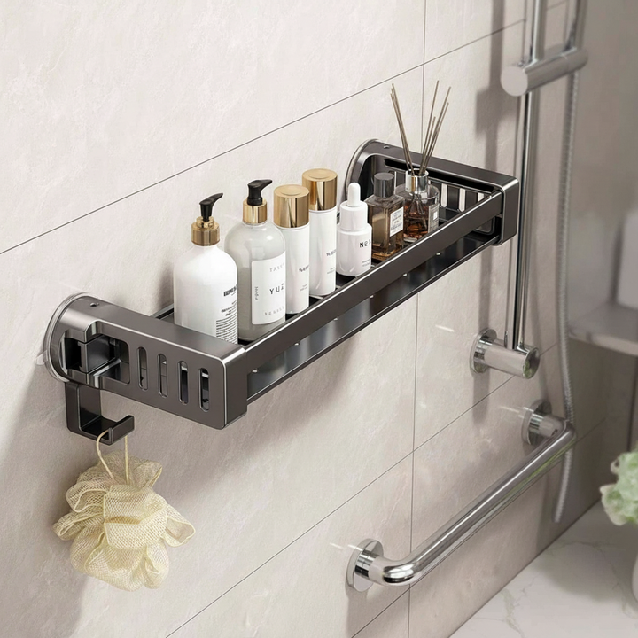 AquaFixor no-drill aluminum shower caddy, rust-proof bathroom wall organizer