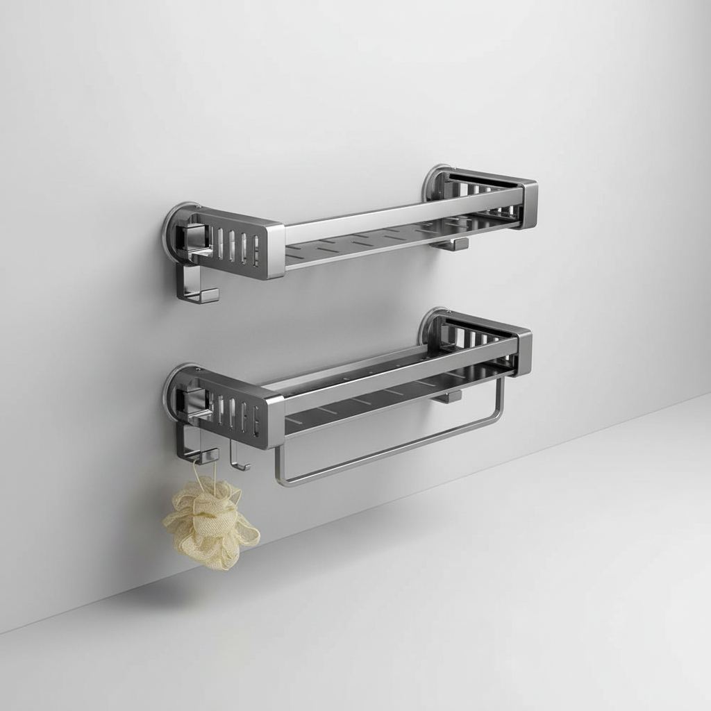 Space-saving AquaFixor no-drill shower caddy, rust-proof bathroom shelf organizer