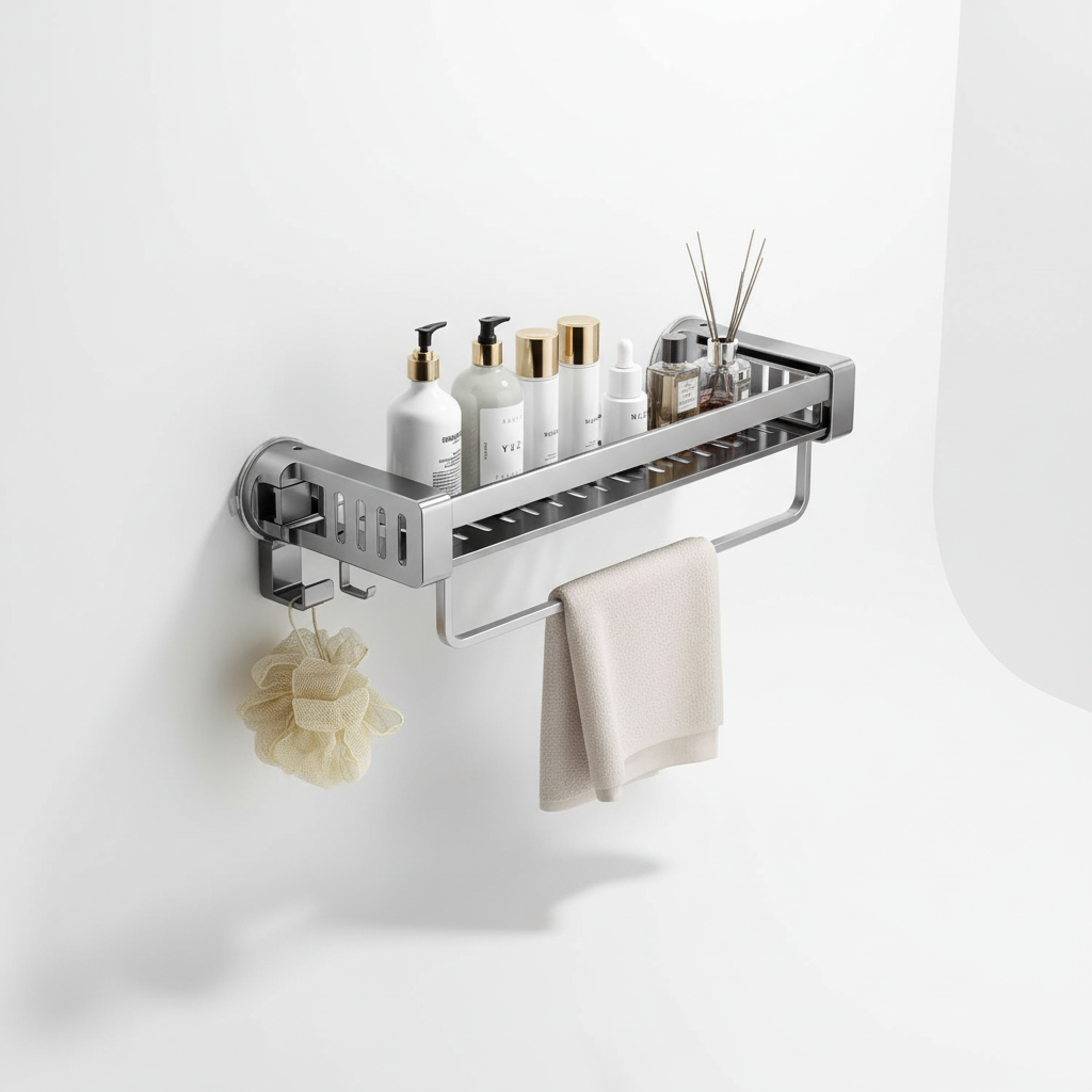 Multi-functional AquaFixor kitchen storage or bathroom shower caddy, no-drill