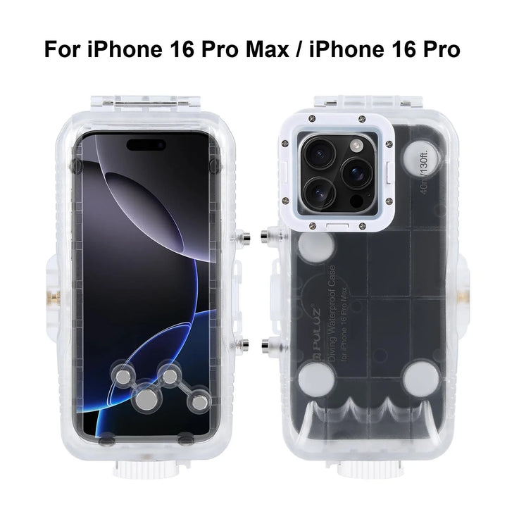 Durable AquaShield iPhone case, 40m depth protection for adventure and underwater use.