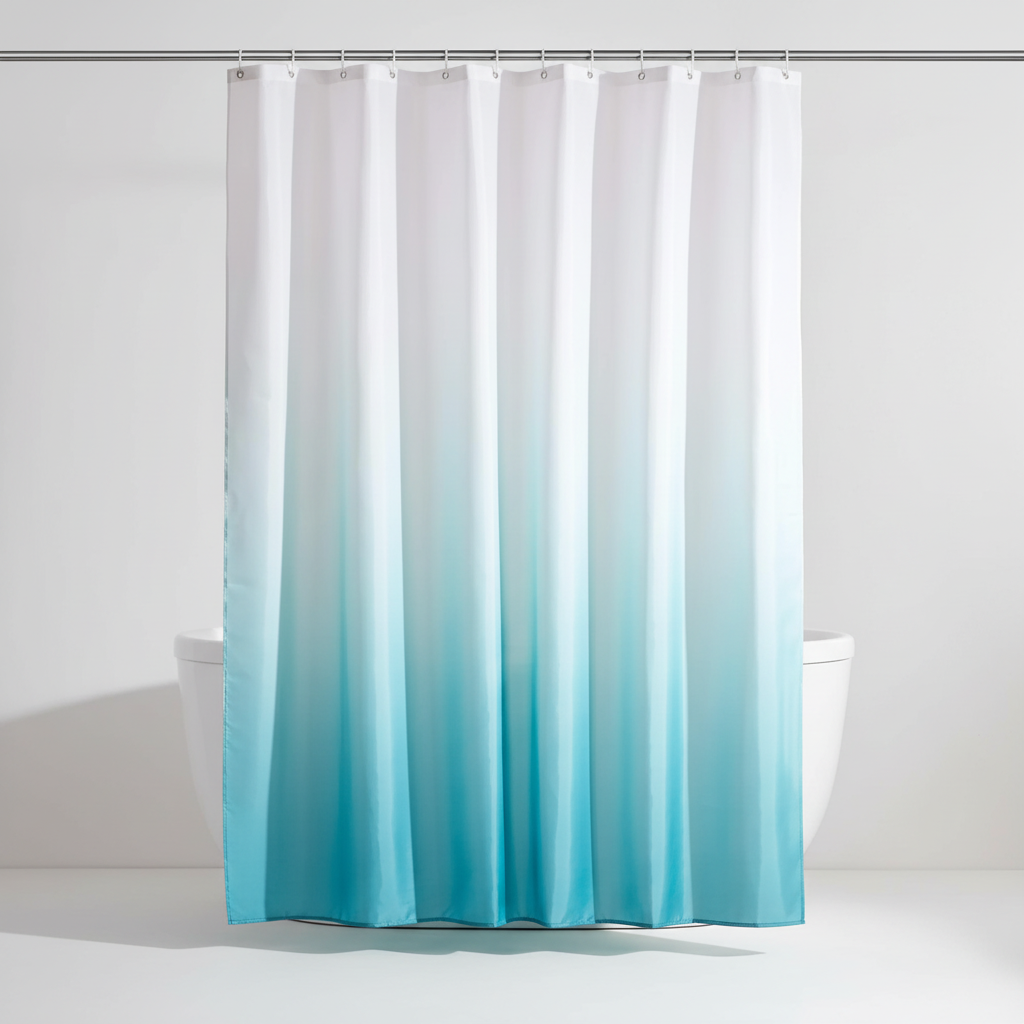 AquaVeil gradient design shower curtain, thickened waterproof polyester for stylish bathroom improvement