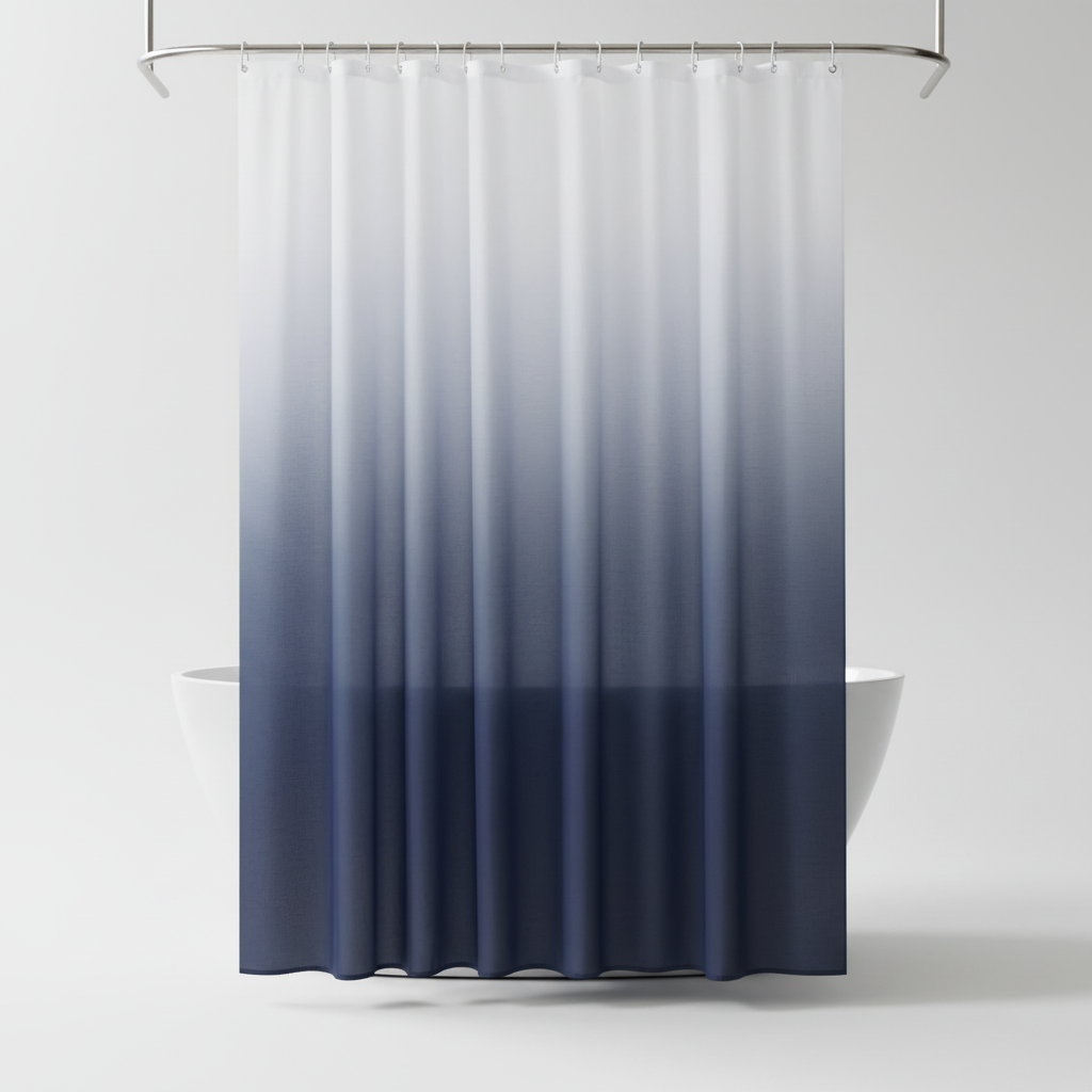 Unisex AquaVeil waterproof shower curtain with a stylish gradient design, easy to clean polyester fabric