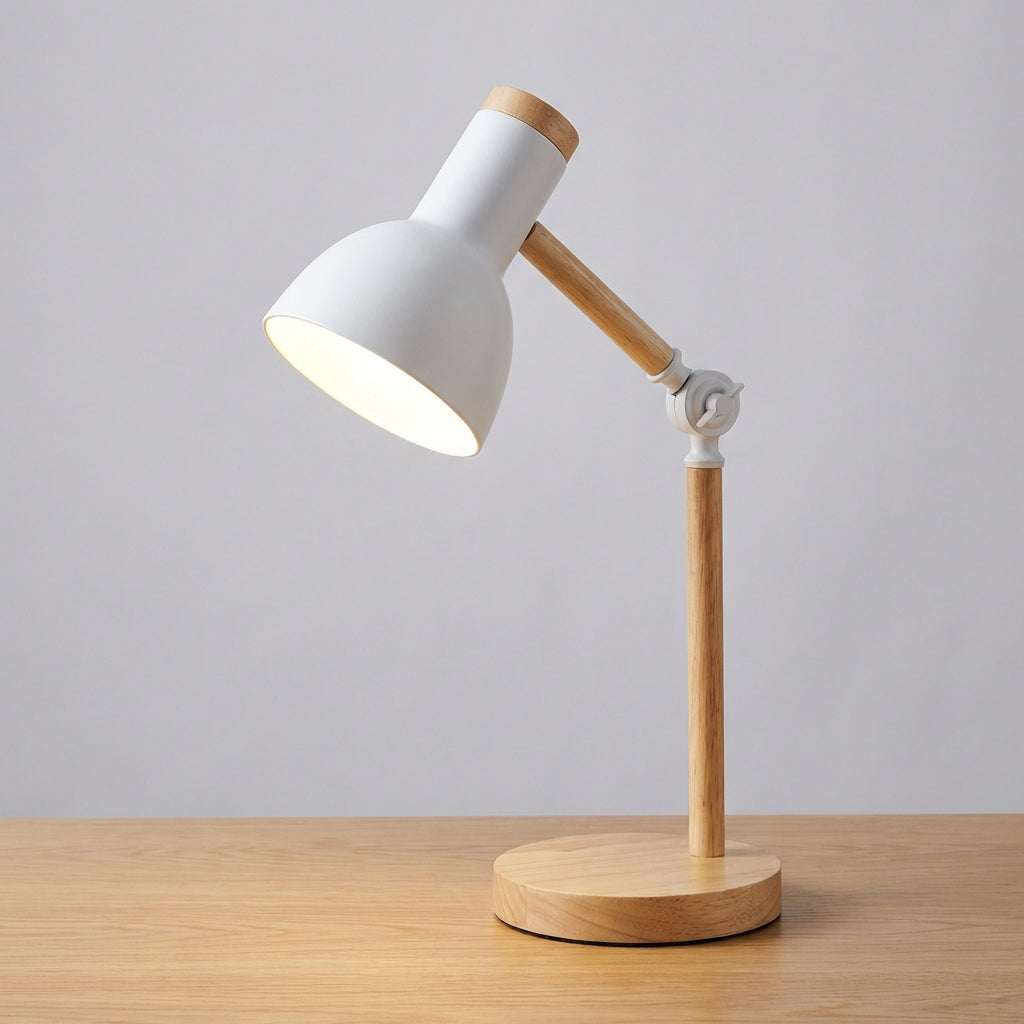 Nordic design desk lamp by Arclume, adjustable for reading and focused task lighting on a table