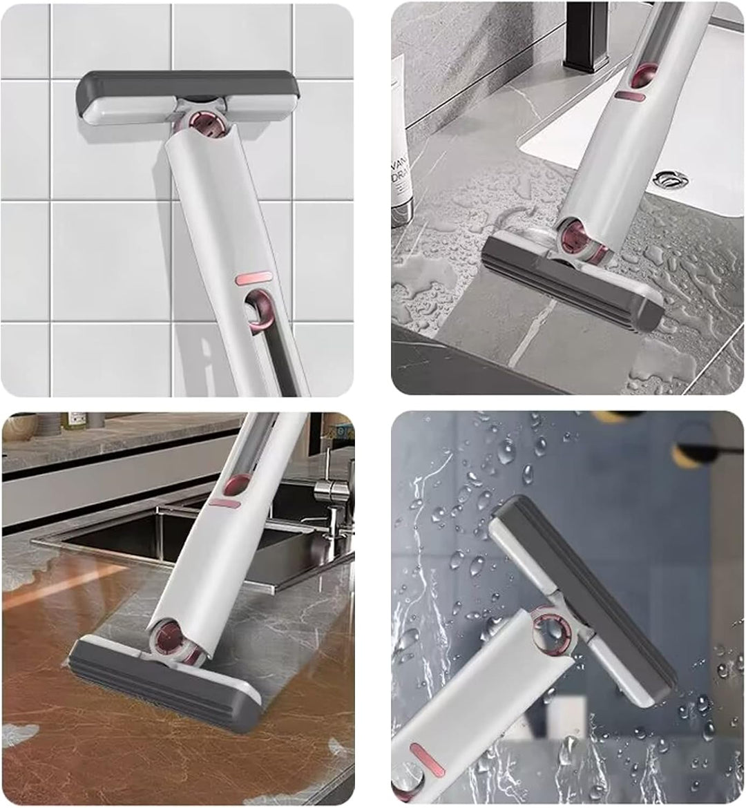 Hand holding the Arivon Portable Self-Squeeze Mini Mop, highlighting its ease of use for quick cleanups.