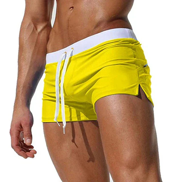 Back pocket detail on Arlan men's quick-drying swim shorts, practical for beachwear