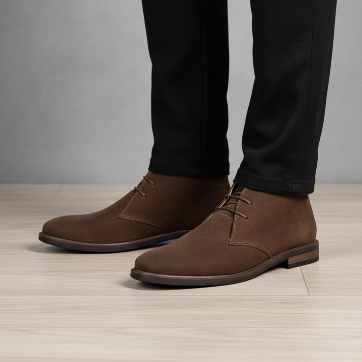 Arthur Men's Classic Leather Desert Boots, vintage brown, side view for timeless style
