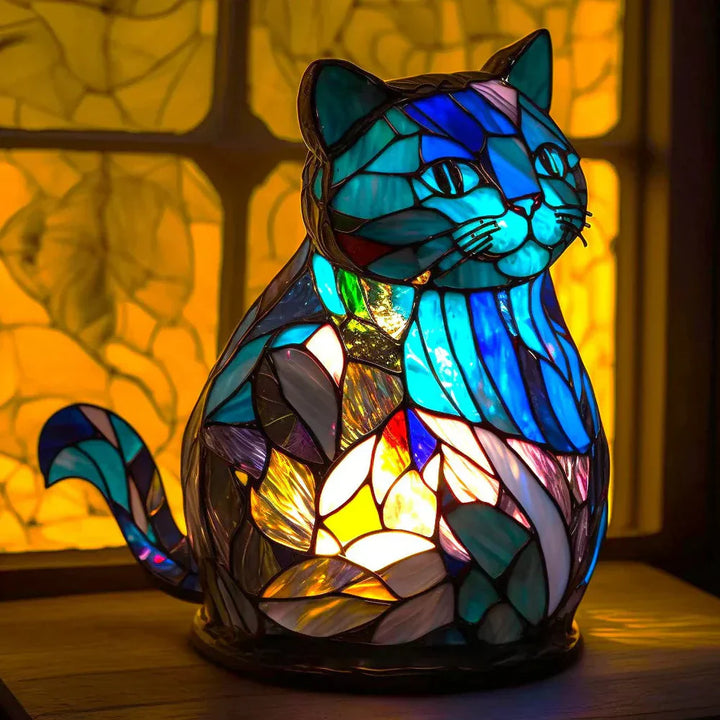 Stained glass animal table lamp, a decorative and unique gift for art and animal lovers.