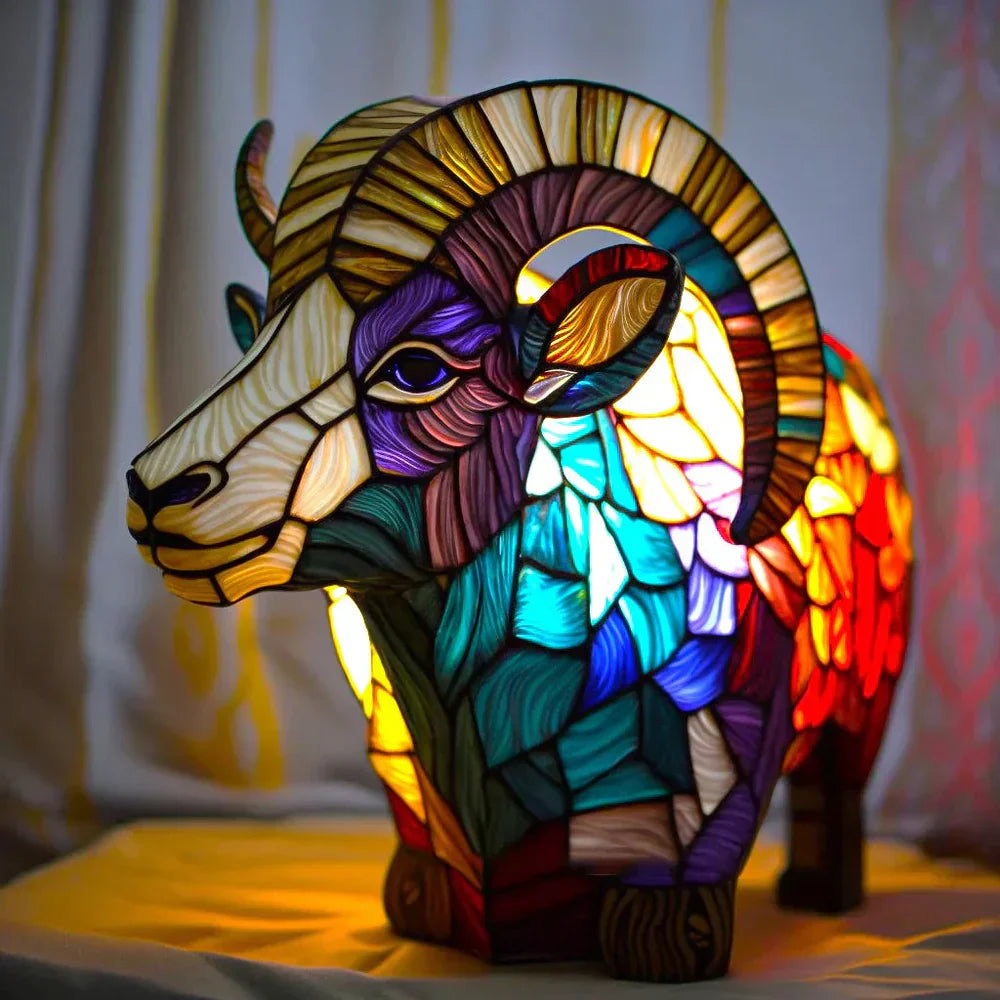 Decorative animal stained glass accent lamp, ideal for adding a unique touch to decor.