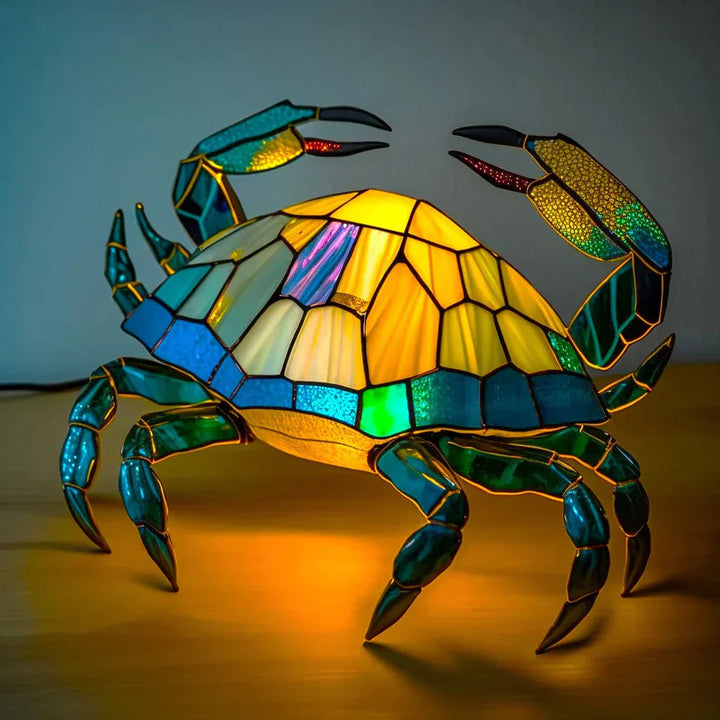 Art lamp with animal stained glass, enhancing home decor with its vibrant colors.