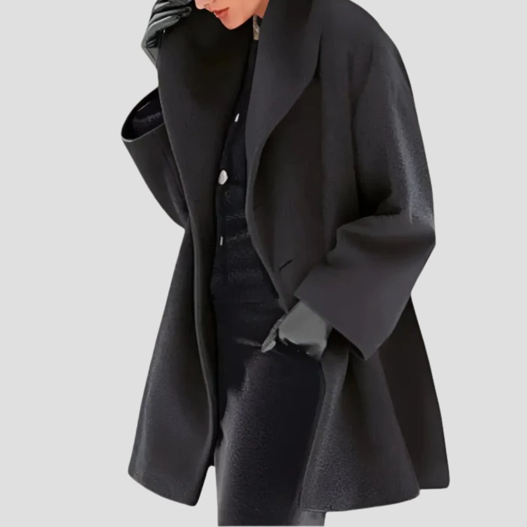 Loose fit women's wool blend hooded coat, a stylish and warm winter outerwear option