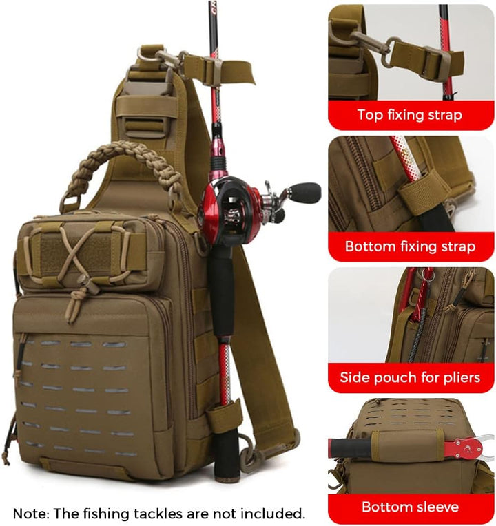 Arvion fishing sling bag, an essential piece of outdoor gear for organized and accessible tackle.