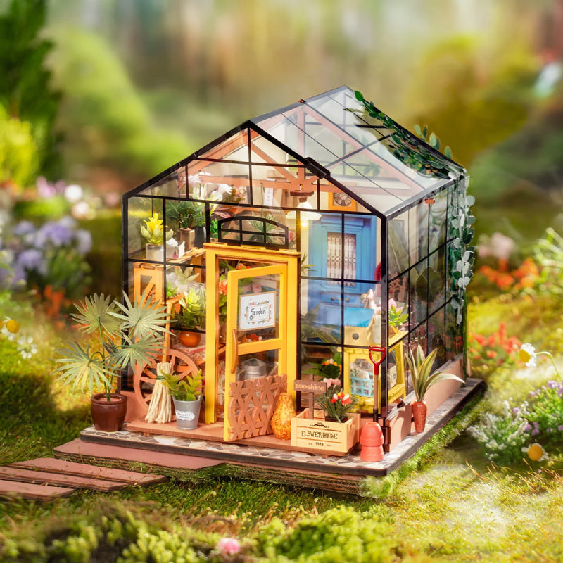 Display-worthy miniature garden house, built from a fun and engaging DIY craft kit. Great adult hobby.